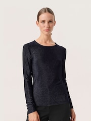 Soaked in Luxury Gold SLSkylara Glitter Long Sleeve T-Shirt - Image 1 of 6
