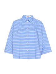 Soaked in Luxury Blue 100% Cotton Slmerona Cropped Boxy Fit Shirt - Image 6 of 7