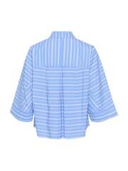 Soaked in Luxury Blue 100% Cotton Slmerona Cropped Boxy Fit Shirt - Image 7 of 7