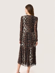 Soaked in Luxury SLValdora Leopard Print Long Sleeves Wrap Brown Dress - Image 2 of 6