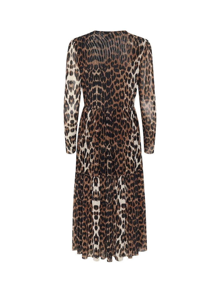 Soaked in Luxury SLValdora Leopard Print Long Sleeves Wrap Brown Dress - Image 6 of 6