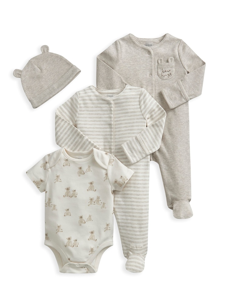 Mamas & Papas Bear Hug Teddy Starter 4 Piece Outfit Brown Set - Image 2 of 5