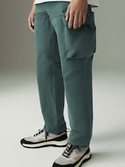 Teal Blue Shower Resistant Stretch Tech Cargo Trousers - Image 1 of 9