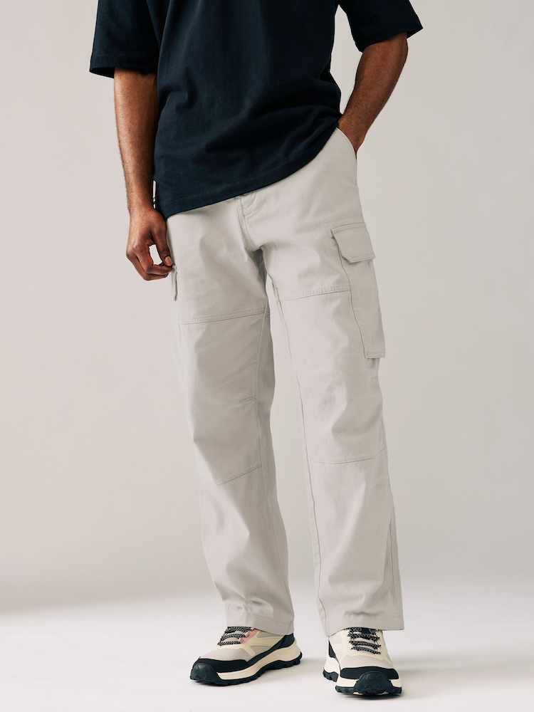Light Stone Relaxed Fit Cotton Stretch Cargo Trousers - Image 1 of 10
