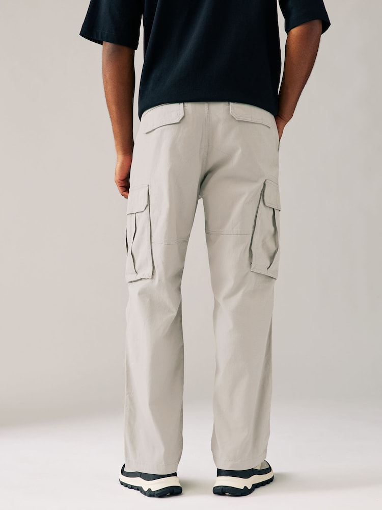 Light Stone Relaxed Fit Cotton Stretch Cargo Trousers - Image 2 of 10