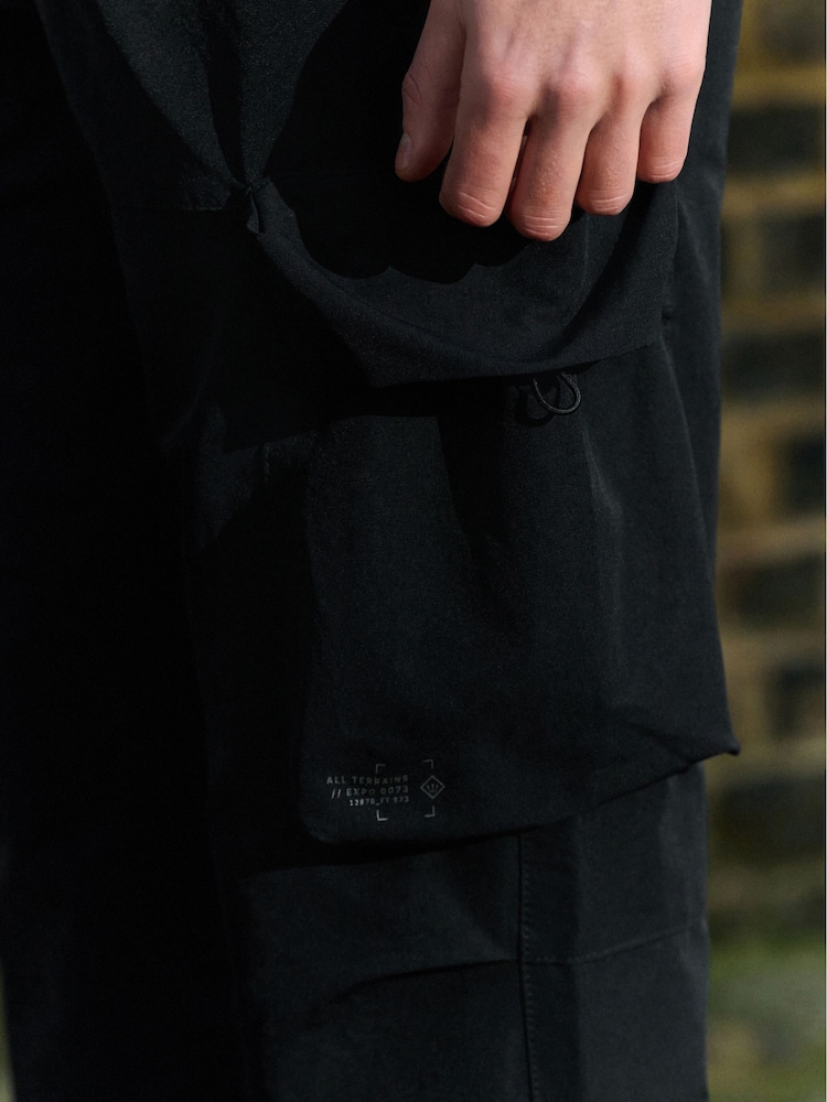 Black Shower Resistant Stretch Tech Cargo Trousers - Image 13 of 13