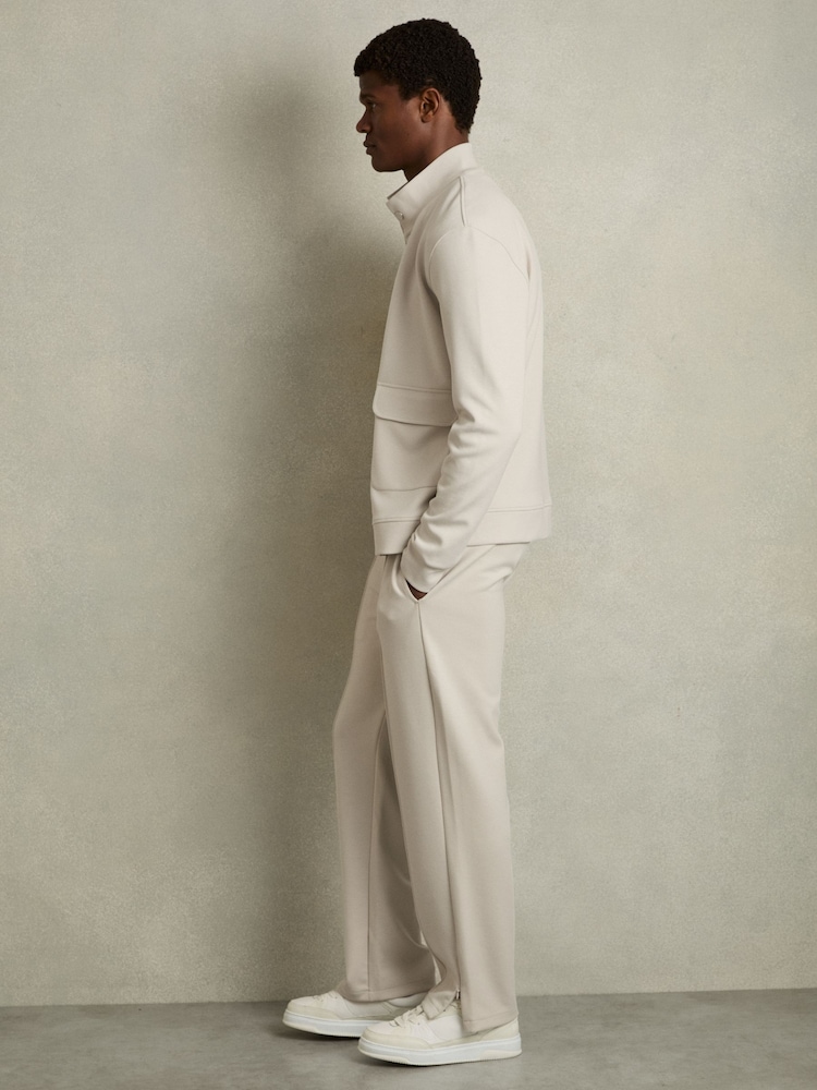 Reiss Off White City Interlock Drawstring Straight-Leg Trousers - Image 1 of 7