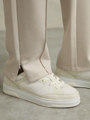 Reiss Off White City Interlock Drawstring Straight-Leg Trousers - Image 4 of 7
