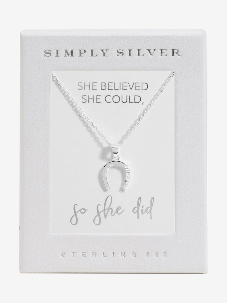 Simply Silver Silver Tone 925 Cubic Zirconia Horseshoe Pendant - Image 2 of 4
