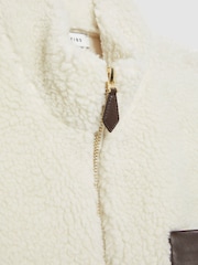 Reiss Ecru Lincoln Fleece Zip-Through Jacket - Image 7 of 7