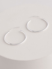 Simply Silver Silver Tone 925 Polished Medium Sleeper Hoop Earrings - Image 1 of 2