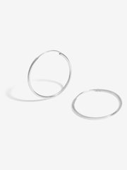 Simply Silver Silver Tone 925 Polished Medium Sleeper Hoop Earrings - Image 2 of 2