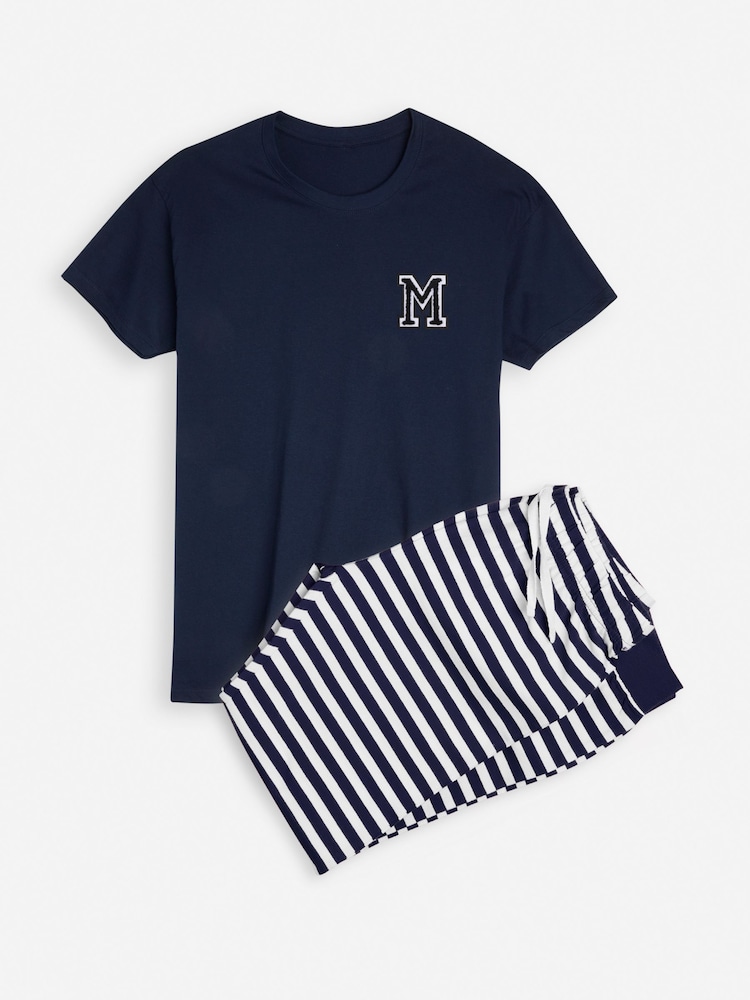 Alphabet Women Blue Personalised Monogram Matching Pyjamas - Image 1 of 3