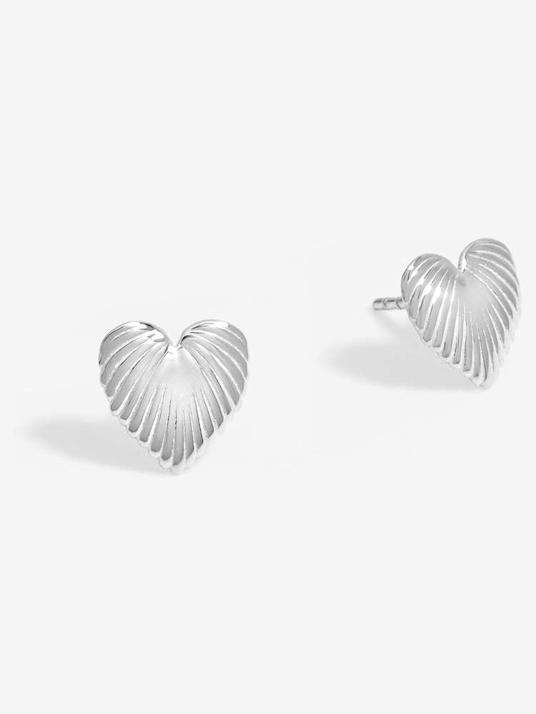 Simply Silver Silver Tone 925 Polished Ridge Heart Stud Earrings - Image 1 of 2