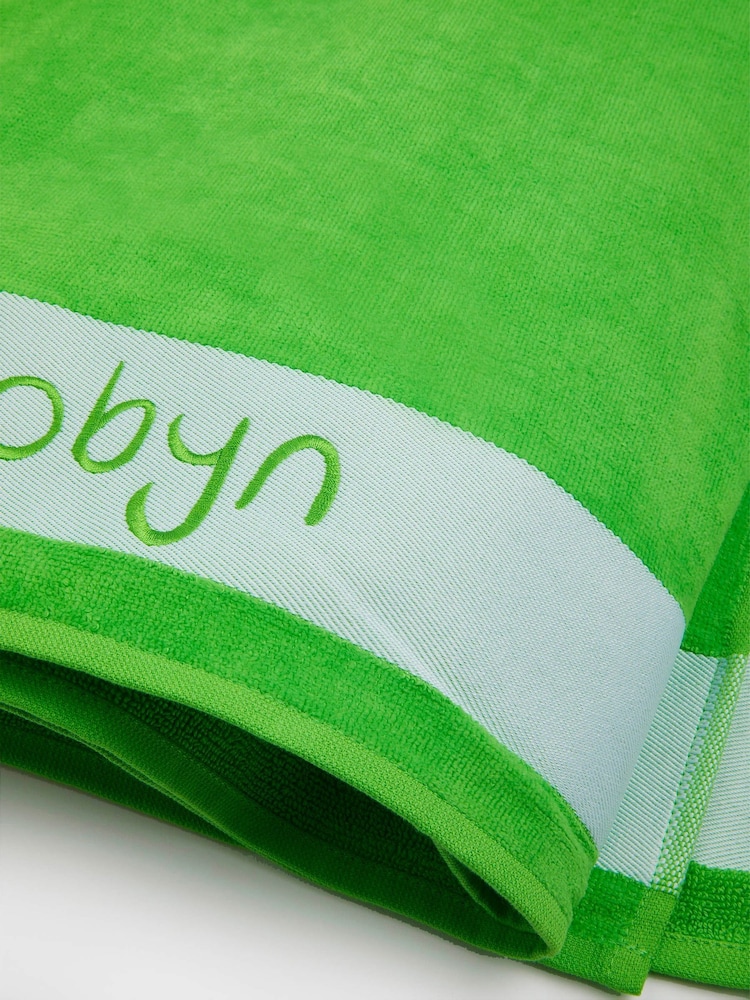Dollymix Green Personalised Kids 100% Cotton Beach Towel - Image 2 of 3