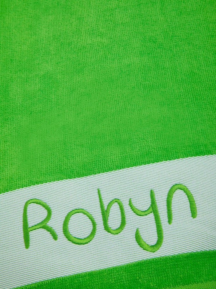 Dollymix Green Personalised Kids 100% Cotton Beach Towel - Image 3 of 3