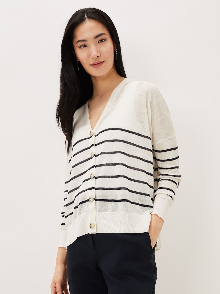 Phase Eight Blue Alana 100% Linen Breton Stripe Top - Image 1 of 1