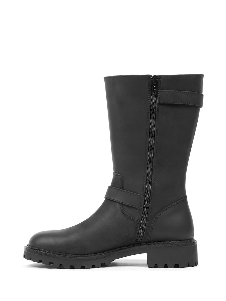 Celtic & Co. Mid Calf Biker Black Boots - Image 2 of 6