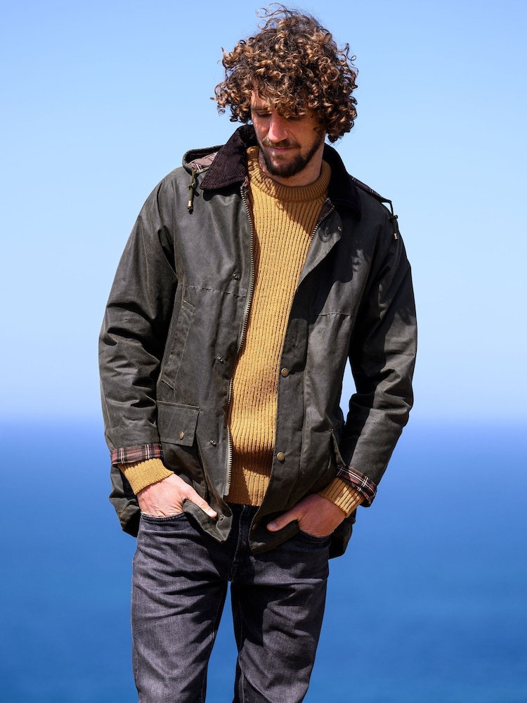 Celtic & Co. Mens Green Grown Sleeve Waxed 100% Cotton Jacket - Image 1 of 8