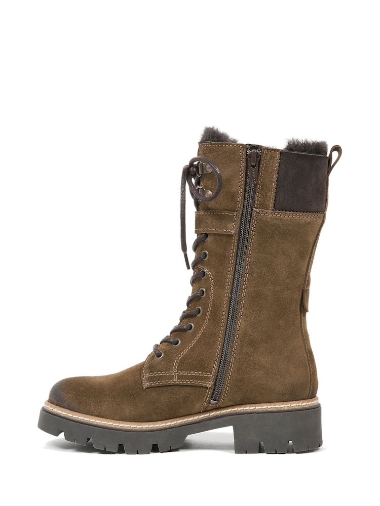 Celtic & Co. Leather & Sheepskin Lace Up Calf Brown Boots - Image 2 of 7