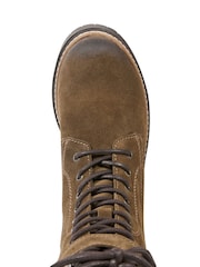 Celtic & Co. Leather & Sheepskin Lace Up Calf Brown Boots - Image 3 of 7