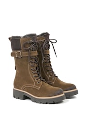 Celtic & Co. Leather & Sheepskin Lace Up Calf Brown Boots - Image 6 of 7