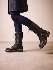 Celtic & Co. Strap Detail Mid Calf Black Boots - Image 1 of 7