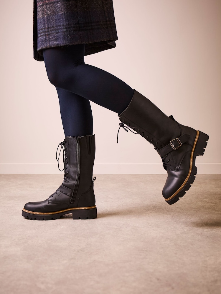 Celtic & Co. Strap Detail Mid Calf Black Boots - Image 1 of 7