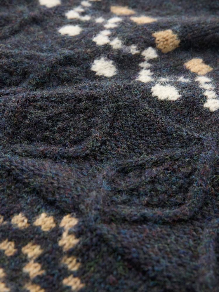 Celtic & Co. Blue Textured Stitch FairIsle Pattern Yoke Jumper - Image 5 of 5 Celtic & Co. Blue Textured Stitch FairIsle Pattern Yoke Jumper - Image 5 of 5