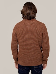 Celtic & Co. Mens Waffle Stitch Crew Brown Jumper - Image 2 of 6