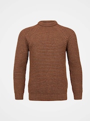 Celtic & Co. Mens Waffle Stitch Crew Brown Jumper - Image 3 of 6