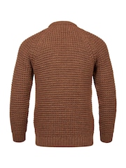 Celtic & Co. Mens Waffle Stitch Crew Brown Jumper - Image 4 of 6