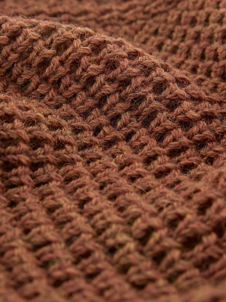 Celtic & Co. Mens Waffle Stitch Crew Brown Jumper - Image 6 of 6