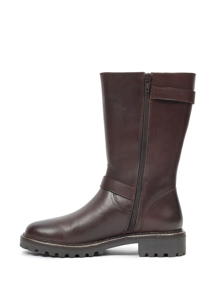 Celtic & Co. Mid Calf Biker Brown Boots - Image 2 of 6