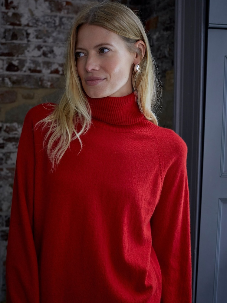 Celtic & Co. Red Geelong Roll Neck Knee Length Dress - Image 2 of 5