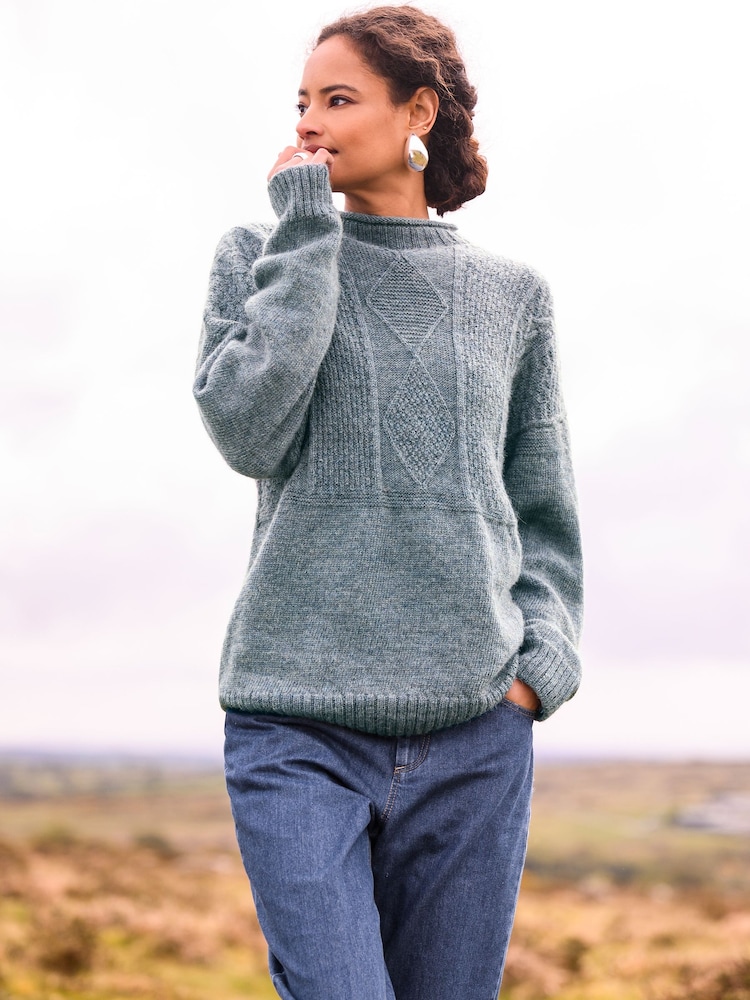 Celtic & Co. Blue British Wool Gansey Jumper - Image 2 of 8