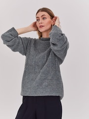 Celtic & Co. Blue British Wool Gansey Jumper - Image 4 of 8