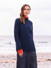 Celtic & Co. Blue Donegal Mock Neck Jumper - Image 2 of 6