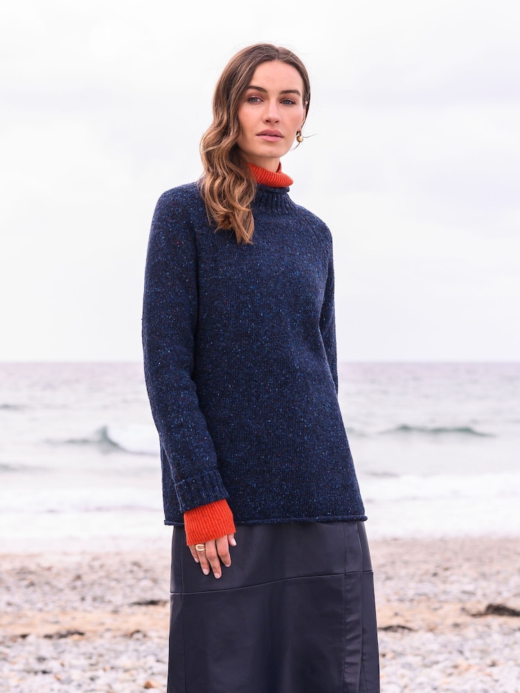 Celtic & Co. Blue Donegal Mock Neck Jumper - Image 2 of 6
