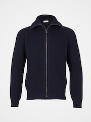 Celtic & Co. Mens Blue Ribbed Zip Cardigan - Image 1 of 3