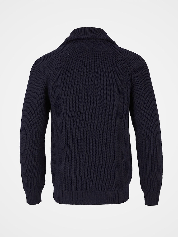 Celtic & Co. Mens Blue Ribbed Zip Cardigan - Image 2 of 3