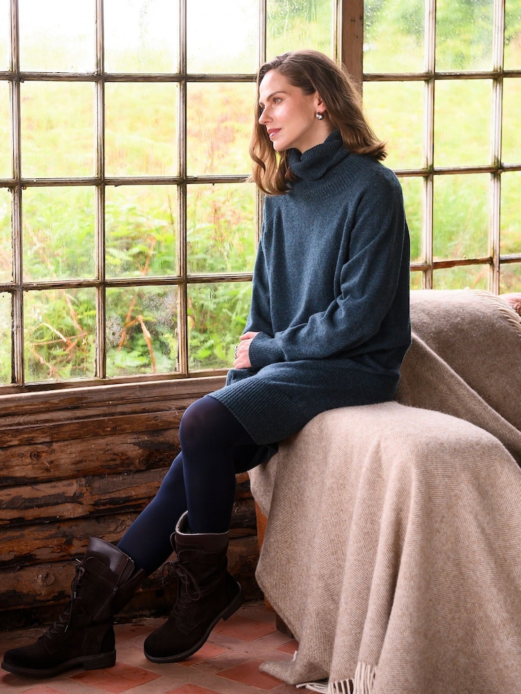Celtic & Co. Blue Geelong Roll Neck Knee Length Dress - Image 1 of 5