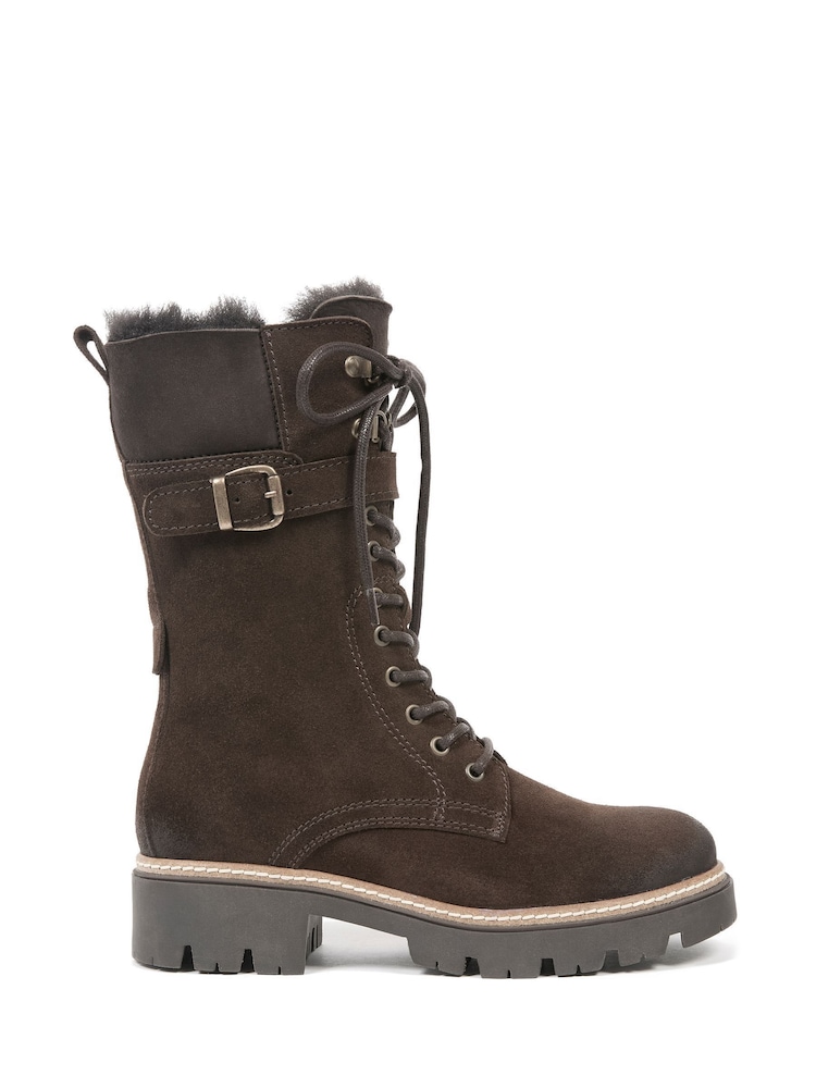 Celtic & Co. Leather & Sheepskin Lace Up Calf Brown Boots - Image 2 of 7