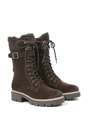 Celtic & Co. Leather & Sheepskin Lace Up Calf Brown Boots - Image 4 of 7