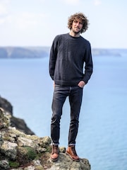 Celtic & Co. Blauer Gansey-Pullover aus britischer Wolle für Herren - Bild 3 von 7