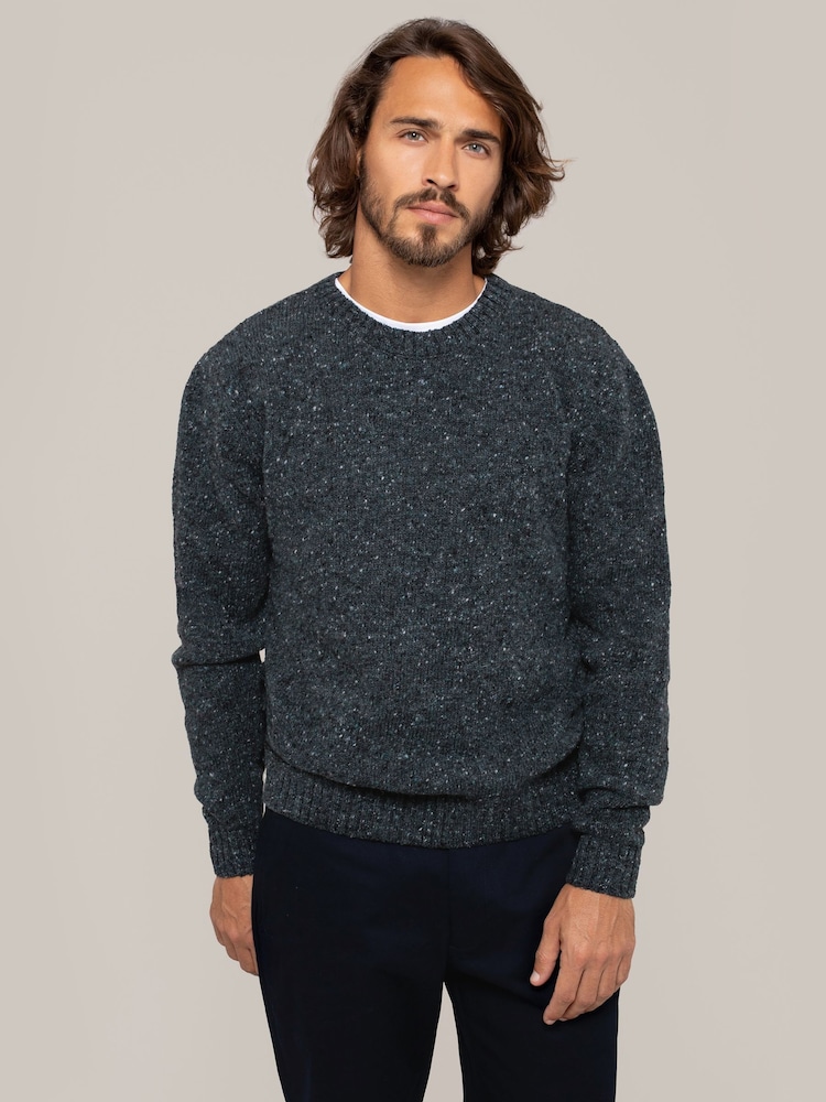 Celtic & Co. Mens Grey Donegal Crew Neck Jumper - Image 1 of 5
