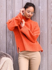 Overwashed Slouch Funnel Neck Jumper - Image 1 of 7