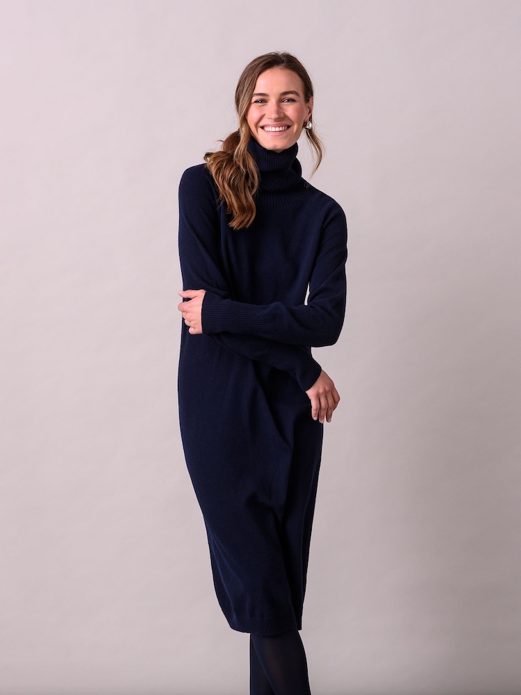 Celtic & Co. Blue Supersoft Midi Roll Neck Dress - Image 1 of 6