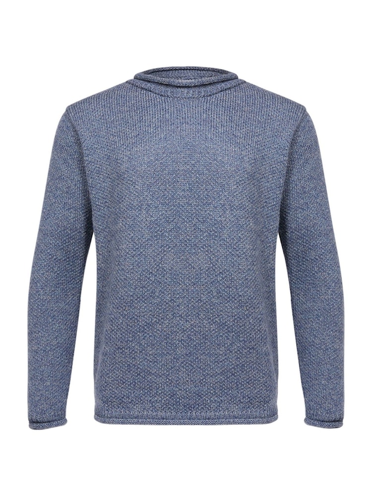 Celtic & Co. Mens Blue Texured Stitch Crew Jumper - Image 2 of 5