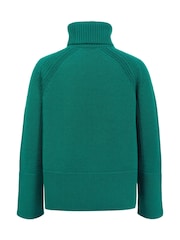 Celtic & Co. Green Merino Ribbed Detail Roll Neck Jumper - Image 3 of 5